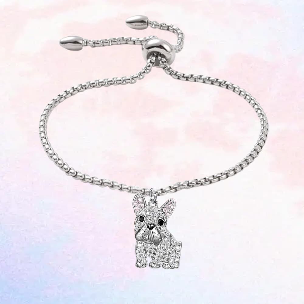 TEMU Stylish Adjustable Alloy Charm Bracelet With Adorable French Bulldog Pendant- Perfect Gift For & Family, Trendy Fashion Accessory For Parties, Holidays& Daily Outfits| , Unique& Design