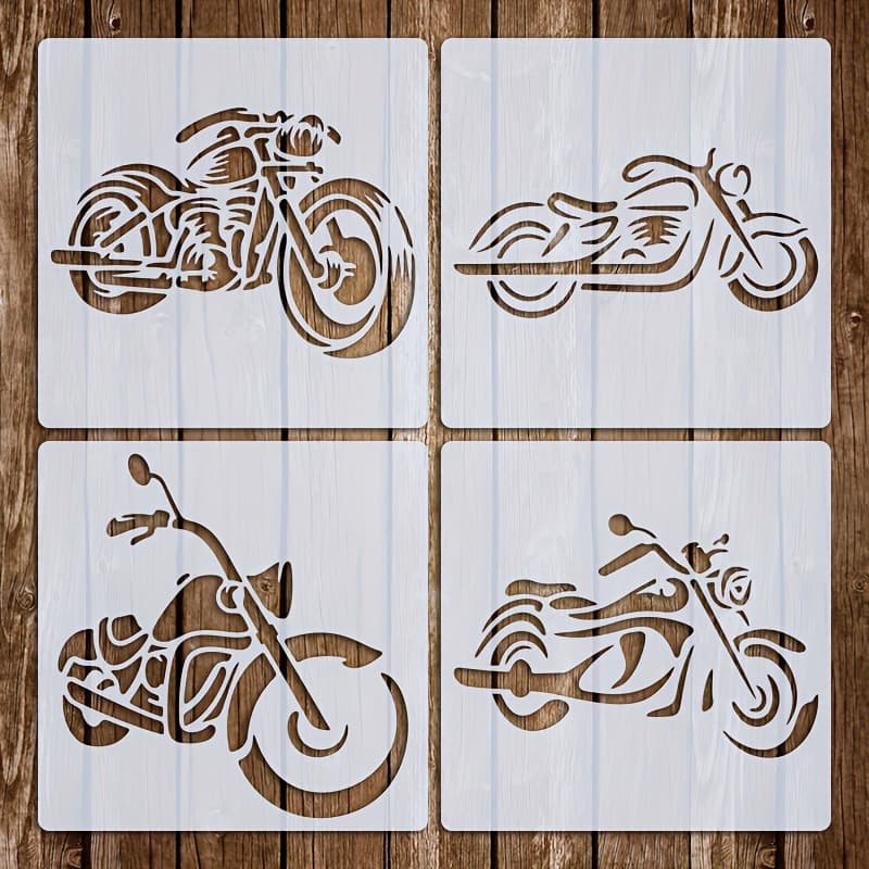 TEMU 4pcs Retro Style Craft Template Set, 6inch--reusable Diy Craft Template, Very Suitable For Fabric, Canvas, And Furniture Decoration, Durable Pet Material