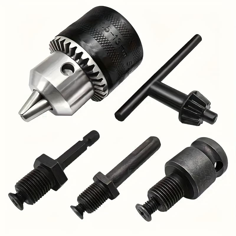 TEMU 5pcs Drill Adapter Set, /16"-1/2" With Sds, Hex& Socket Square For Drivers- Drilling Performancesteel , With Super Wear Resistance, Durable For High-load Operation