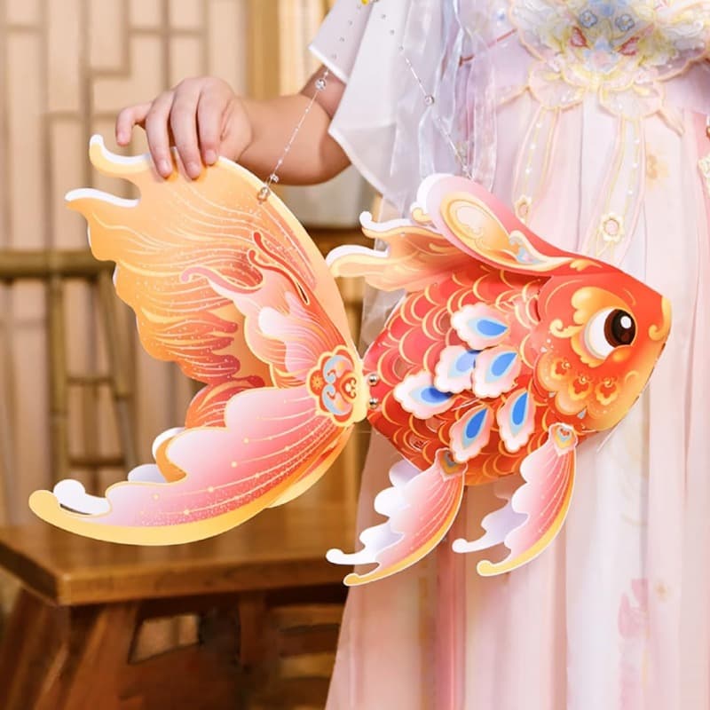 TEMU Handmade Fish Lantern For The 2025 Chinese , Perfect For Home Decoration During Festival And Mid-autumn Festival, Ideal For Hanfu Role Play