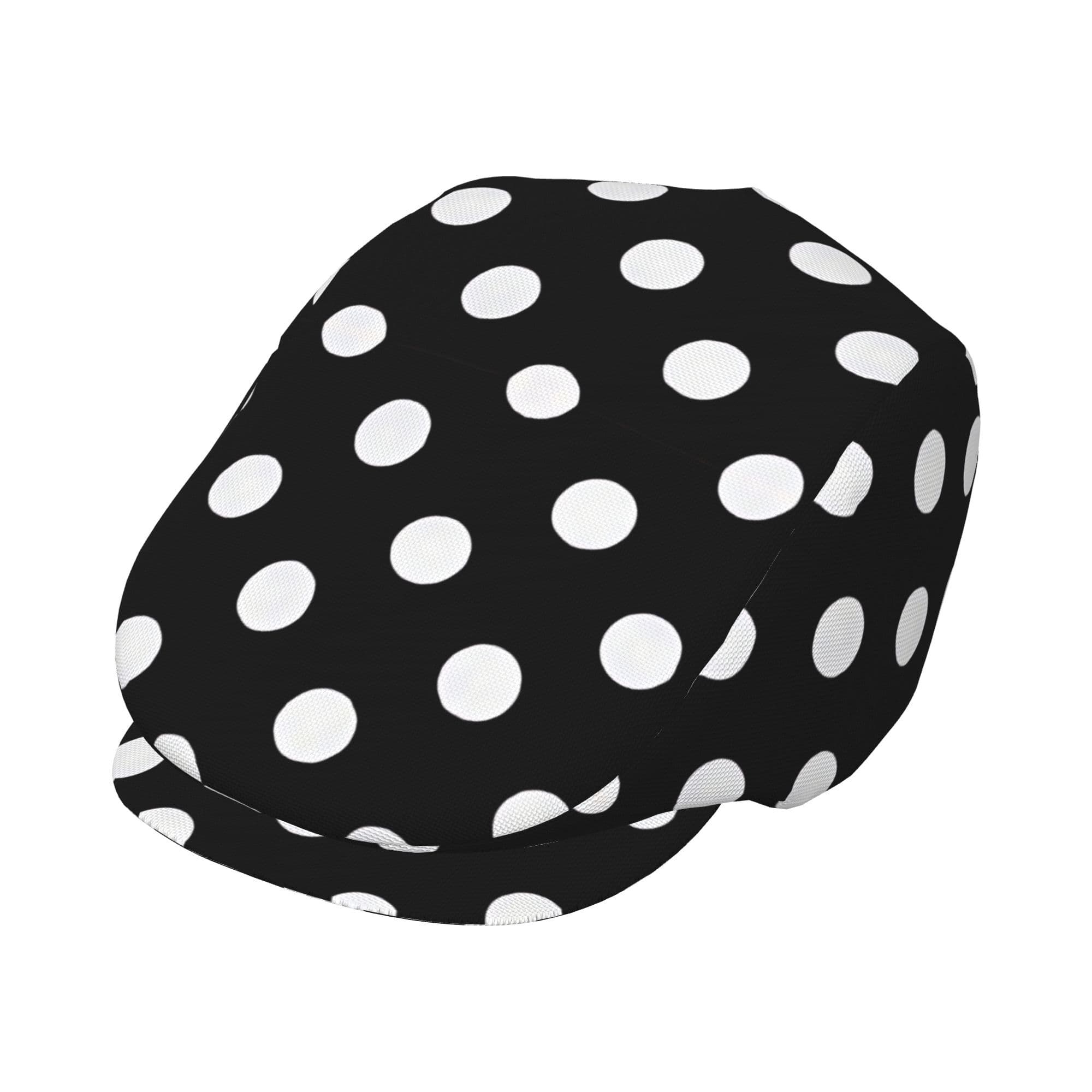 TEMU 2d Flat - Men's Beret Hat Featuring Black And White Polka Dots, Made Of Polyester, Adjustable Newsboy Style, Suitable For Driving, And As A Flat For Women As Well