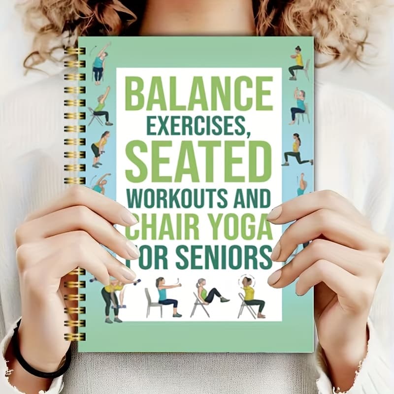 TEMU 50-page Chair Suitable For Seniors & - Spiral Bound Chair Yoga Guide With Sitting Guide, Chair Squats, Balance Training & Stretching Exercises - & Planner For Home, Gym, Nursing - Christmas Gift