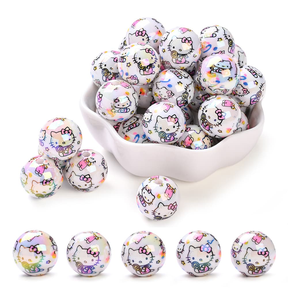 TEMU 10pcs 16mm Acrylic Beads, Printed Round Beads, Handmade Jewelry Making Additions, Suitable For Necklace, Phone Chain, Bag Charm, Bracelet, Etc., Creative Gift Making, Commemorative Gift