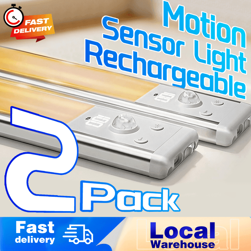 TEMU Under Cabinet Lighting - 2pack Motion Sensor Light Rechargeable, Wireless Led Sensor Lights Bars For Closet, Night Lights For Drawers, Wardrobe, Stair, Kitchen (silver - 24cm) thumbnail 2