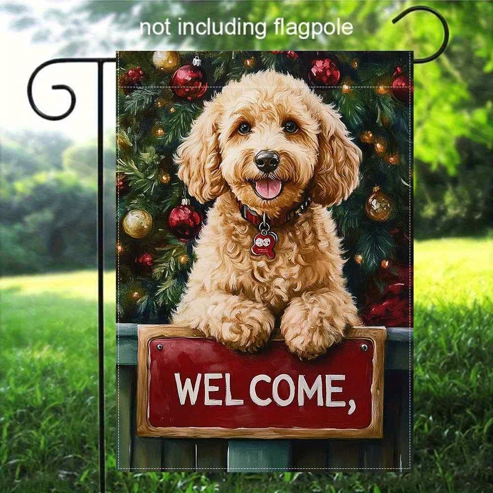 TEMU 2d Flat, 1pc Double-sided Printed Garden Flag, Linen Material, No Flagpole Included, 2d Flat Print, Dog Flag, 2d Flat