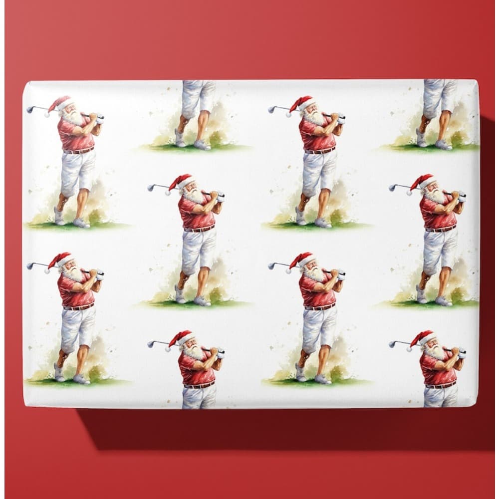 TEMU Wrapping Paper Featuring Santa Playing Golf, Measuring 58 By 23 Inches - Perfect For Gifts