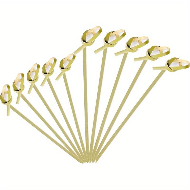 TEMU 400pcs Picks Bamboo Skewers For Appetizers, Fancy Toothpicks For Appetizers, 4.7 Inch Long Decorative Knot Bamboo Sticks For Food Fruit Charcuterie Boards Accessories