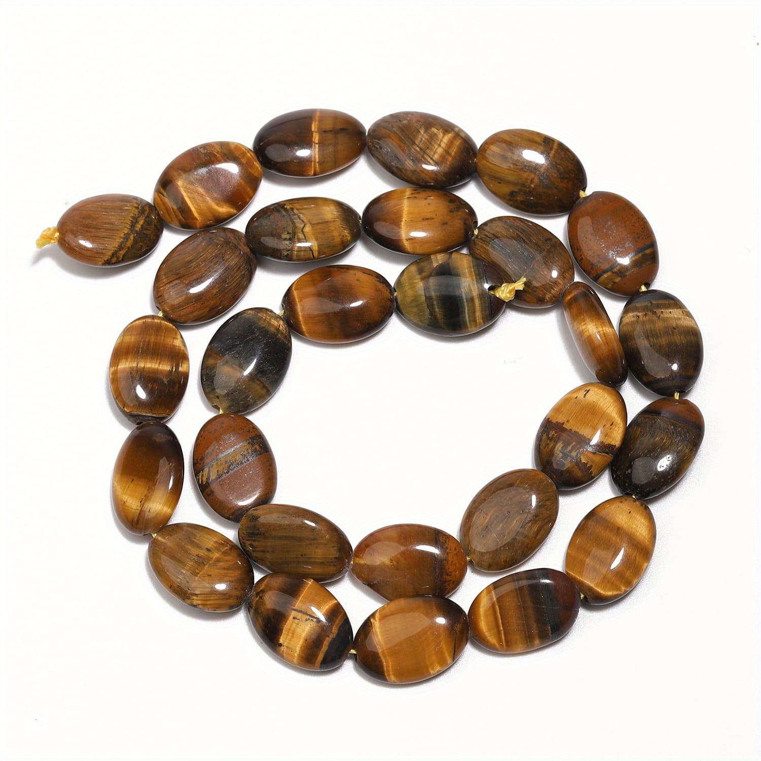 TEMU 2d Flat - 25pcs 10x14mm Natural Eye Flat Oval Loose Beads, Suitable For Jewelry Making Charm Bracelets, Necklaces, Earrings, Men's Gifts