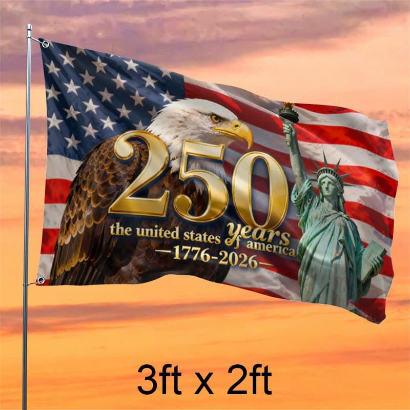 TEMU U.s. Flag Commemorating 250 Years Of American 1776-2026 Patriotic Eagle Banner, Stars And Stripes Outdoor Decoration Suitable For Garden, Yard, Porch, Day Party Supplies