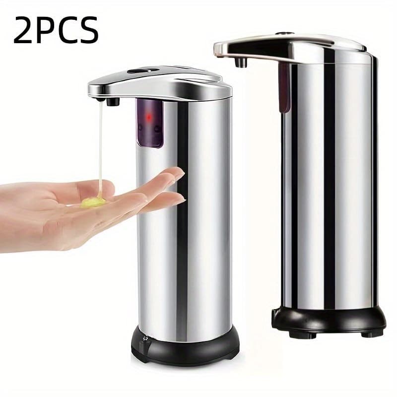TEMU 2pcs Automatic Sensor Soap Dispenser With Infrared Sensor - Touchless Hygienic Stainless Steel For Bathroom & Laundry Room, 8.45oz/250ml Capacity, , Hand | | Durable Construction