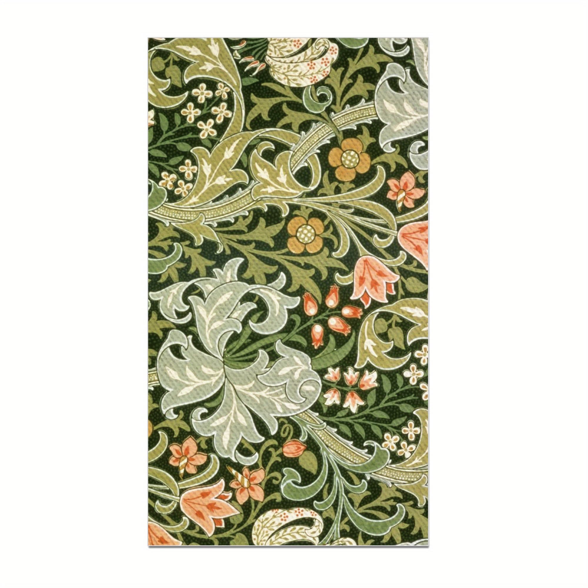 TEMU Set Of 20 Vintage Floral Vine Patterned Long Paper Napkins For Parties, Festivals, And Birthday Celebrations, Disposable Decorative Napkins.