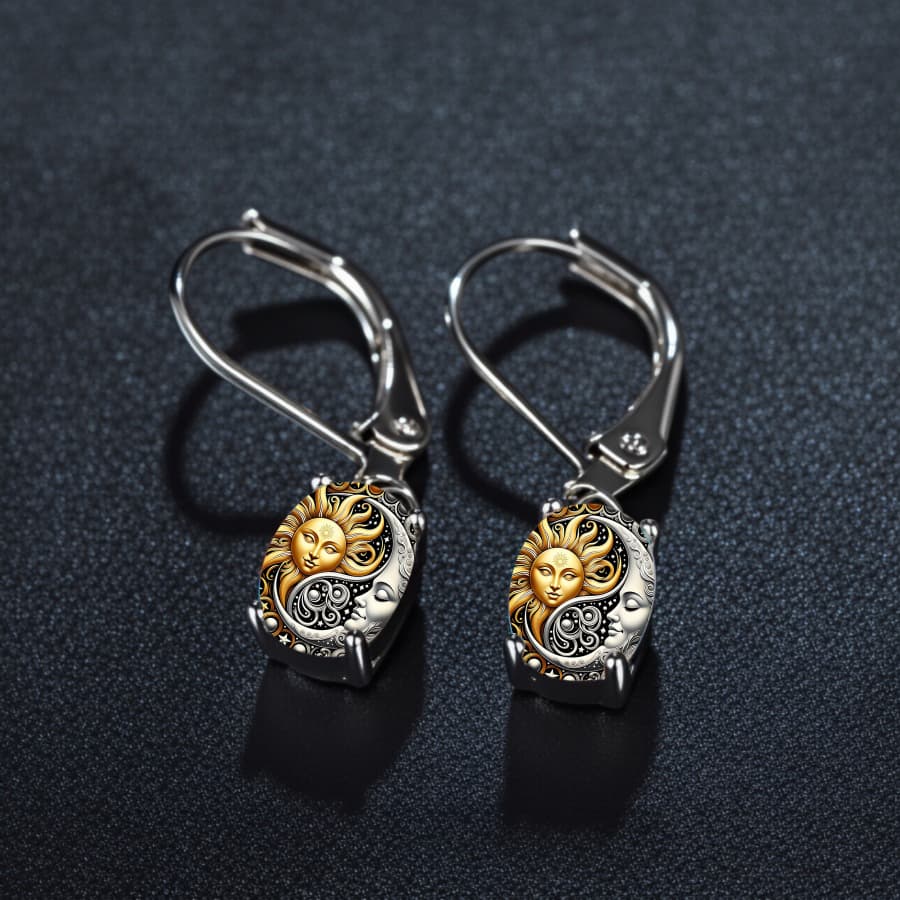 TEMU 2pcs Sun And Moon Earrings Yin Yang Earrings Celestial Earrings Earrings Oval Earrings Earrings Jewelry Additions Unique Jewelry Christmas Gifts Valentine Gifts Everyday Gifts Easter Gifts