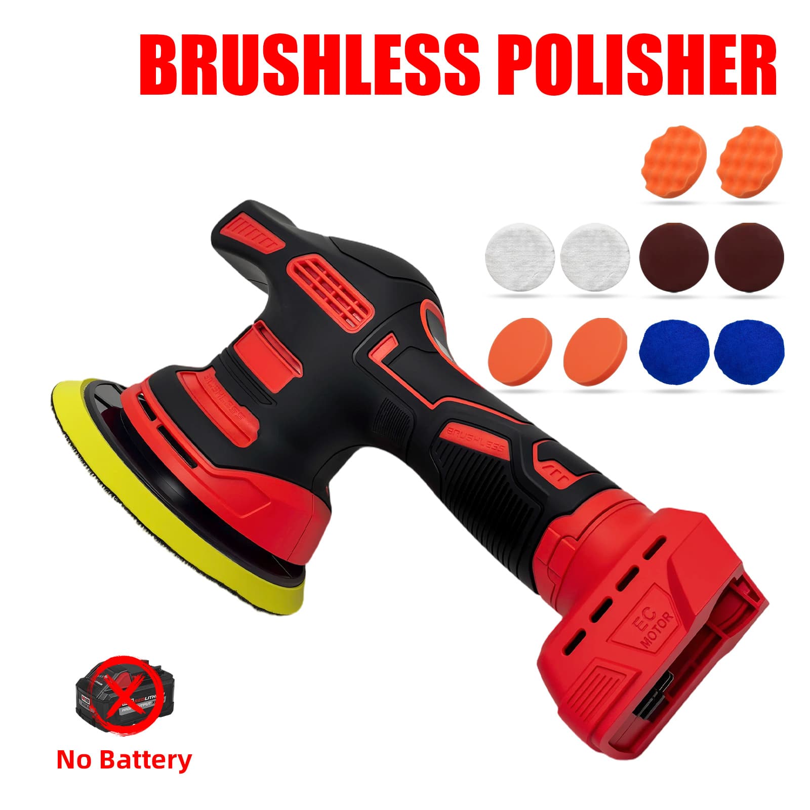 TEMU Cordless Car Polisher, Compatible With 18v Battery (tool Only), 8-speed Adjustable, Powerful Rail Polisher For Detail Finishing, Car Polishing And Waxing, Ergonomic Handle, Gift