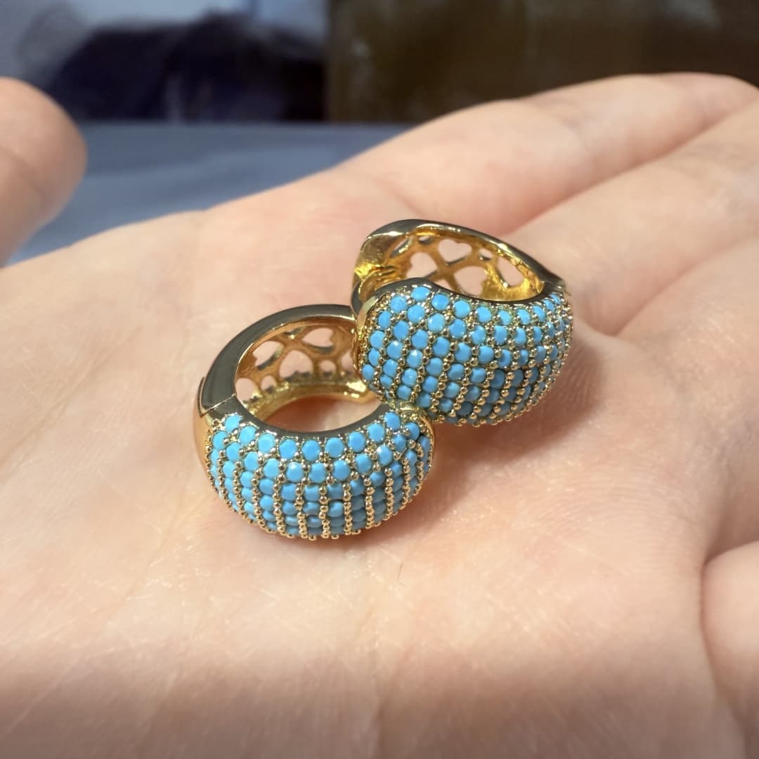 TEMU 1 Pair Of Exquisite And Elegant Blue Small Earrings, Women' Earrings, Fashionable And Classic Women's Additions, Perfect Jewelry For On Festivals