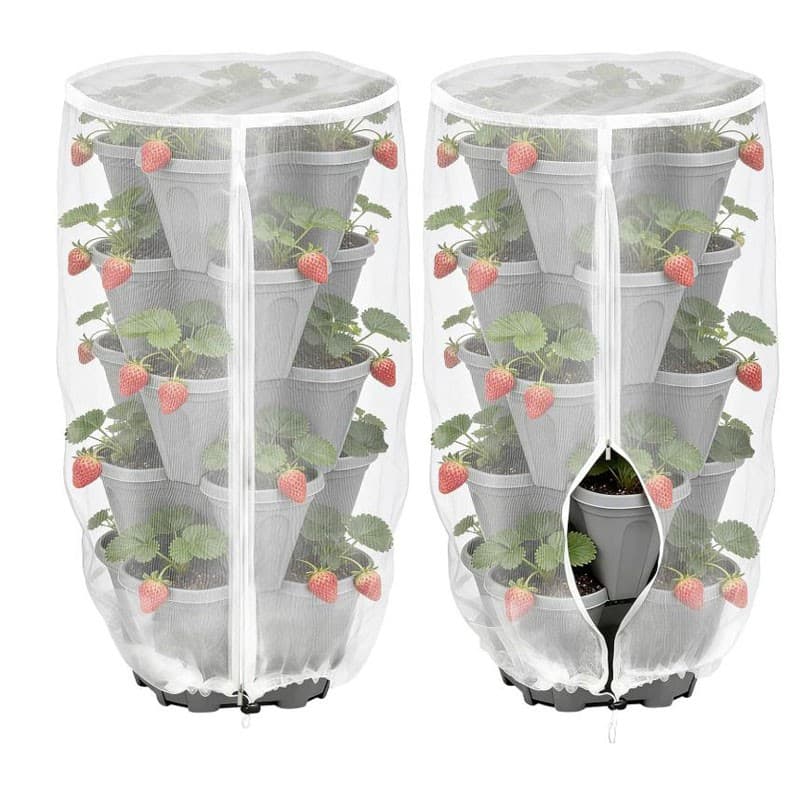 TEMU Garden Netting For Vertical Strawberry Planter Bird Netting With Zipper, Plant Covers For 5-tier Stackable Planters Outdoor