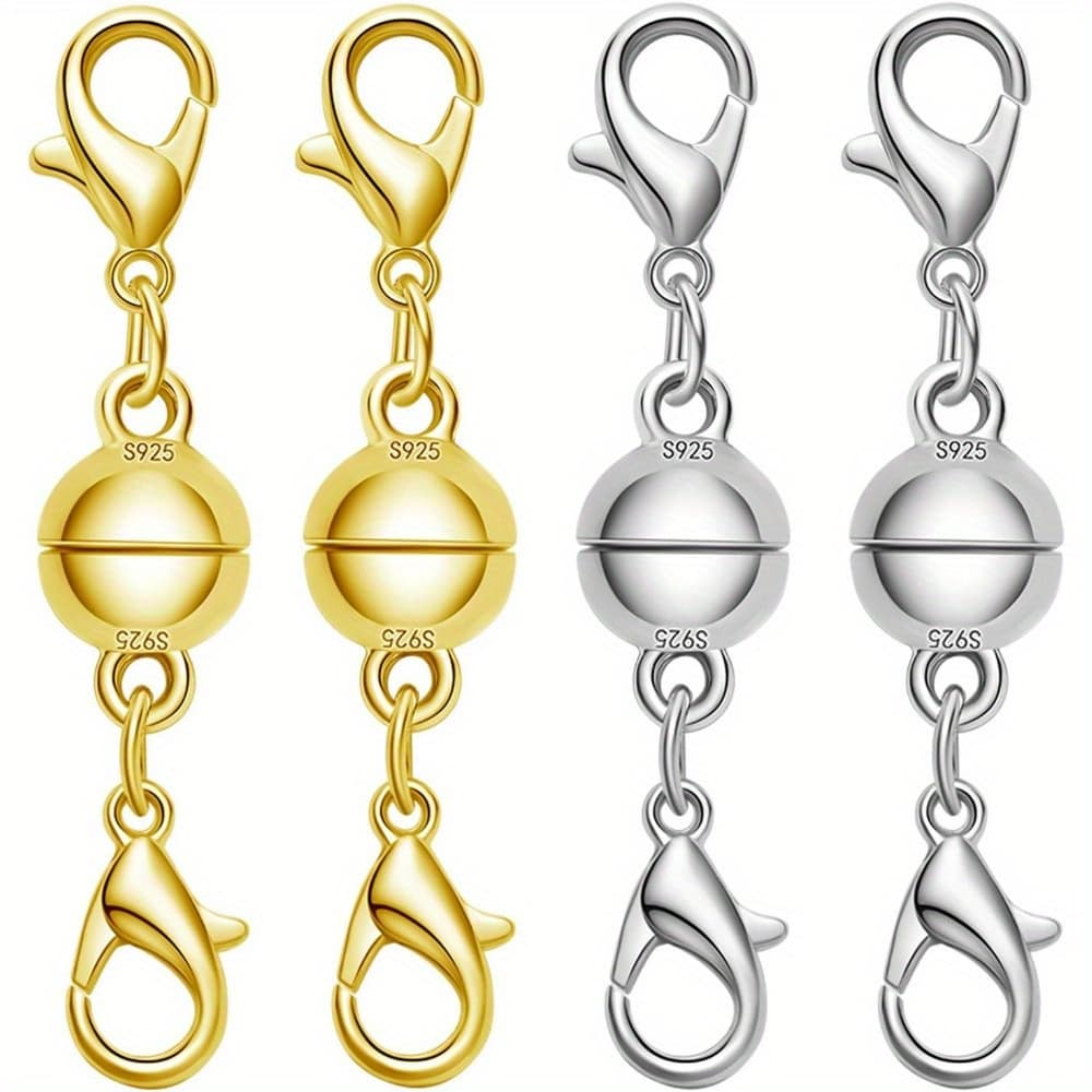TEMU S925 Silver Double Lobster Magnetic Clasps For Necklaces, Including Magnetic Closures And Clasps For Extending Bracelets