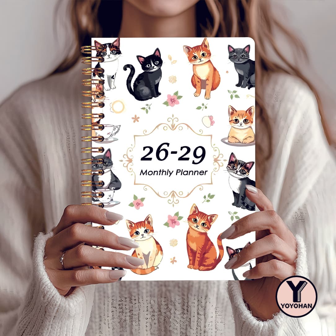 TEMU 2026-2029 Monthly Planner - Lovely Kittens Cover, Undated Spiral Bound, Monthly/weekly/daily Plan, Including /to Do List/notes, Suitable For Office And Personal Use - Holiday Gifts