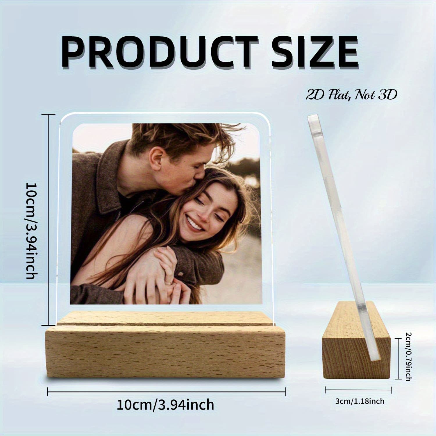 TEMU 2d Flat - [2d Flat] Custom 2d Acrylic Photo Plaque 4inch/10cm, Personalized Memorial Gift For Home Office Wedding Christmas Halloween