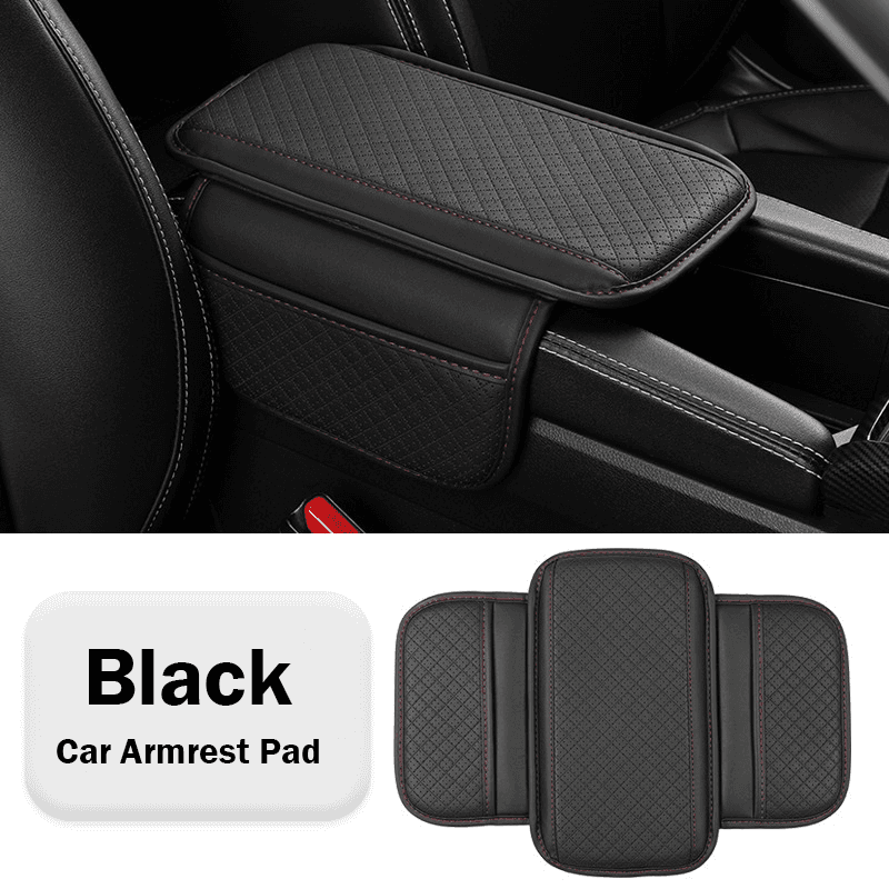 TEMU 1pc Universal Faux Leather Armrest Pad With Pocket Elbow Support Armrest Storage Car Armrest Pad Scratch Protection Pad, Suitable For Single Opening Center Console Armrest Pad