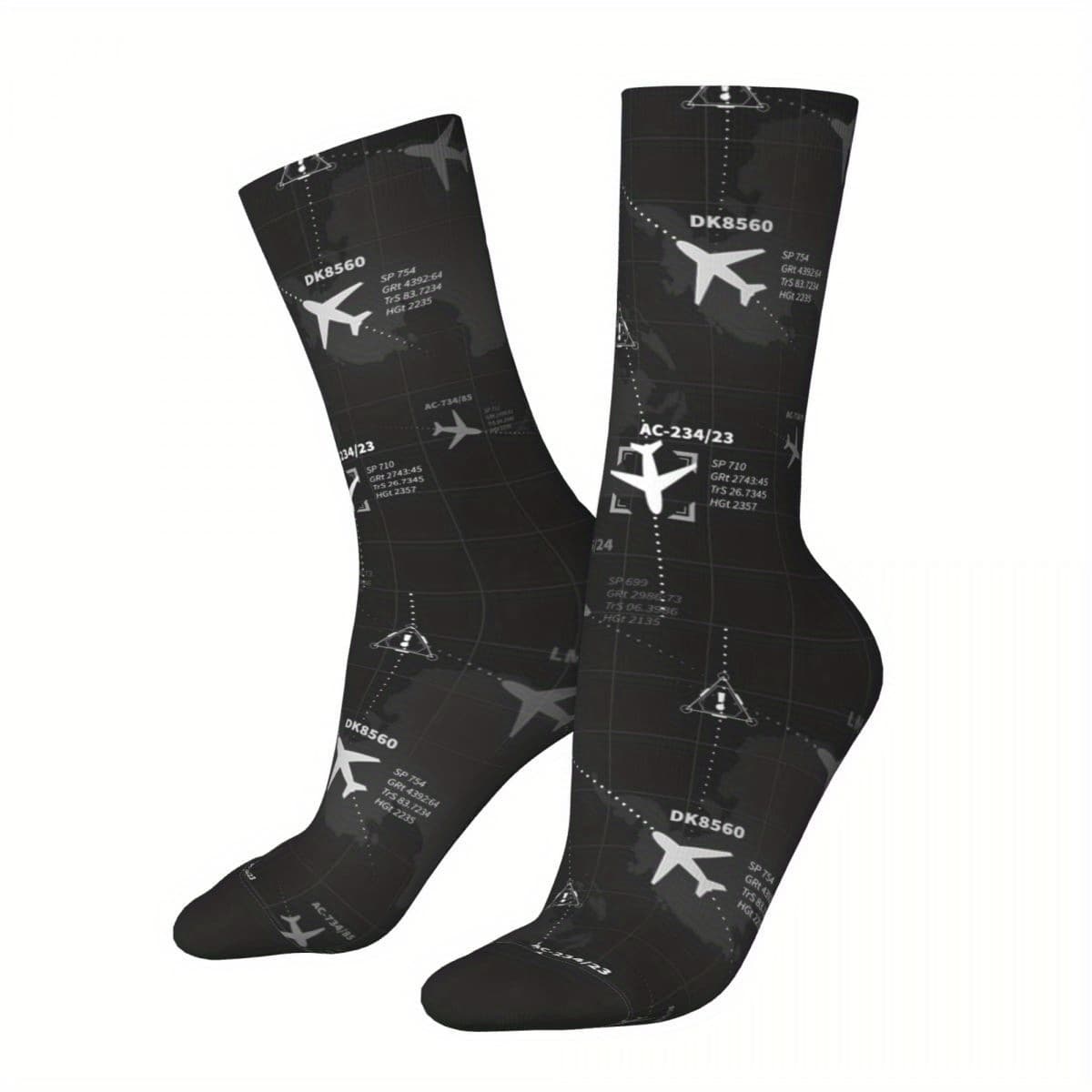 TEMU 1 Pair Of Printed Radar And Airplane Novelty Socks
