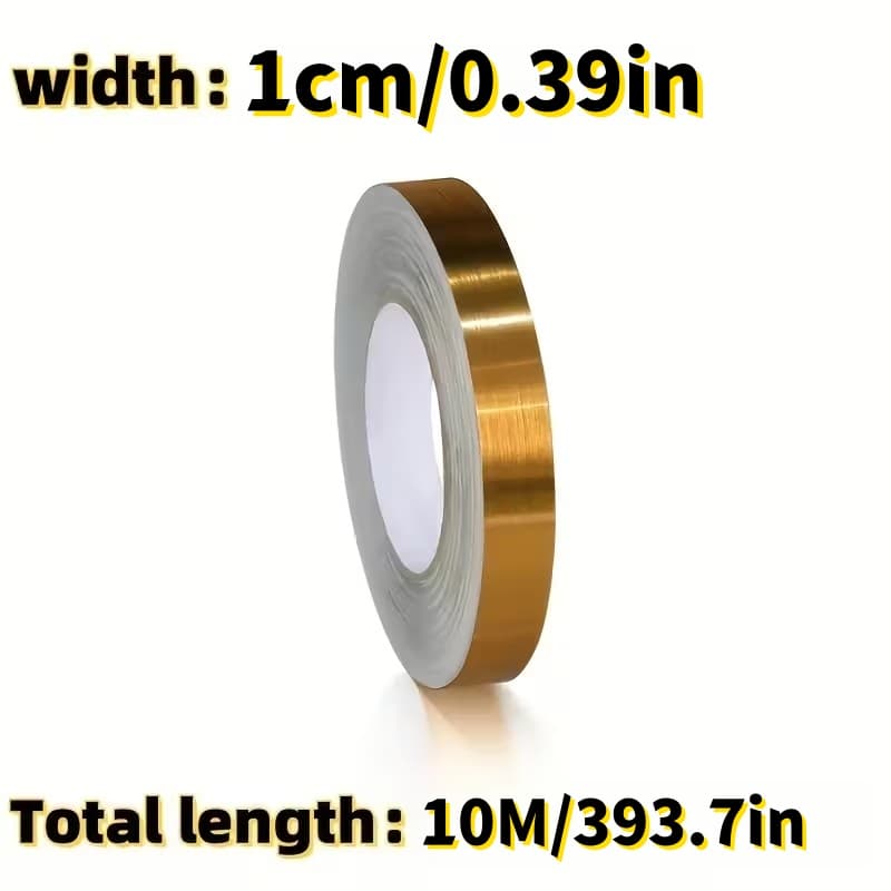 TEMU 10m Self-adhesive Tile Sticker Tape In 3 Sizes, Featuring A Golden And , Ideal For Waterproof Wall Sealing And Enhancing The Beauty Of Tile For Hotel Decoration.