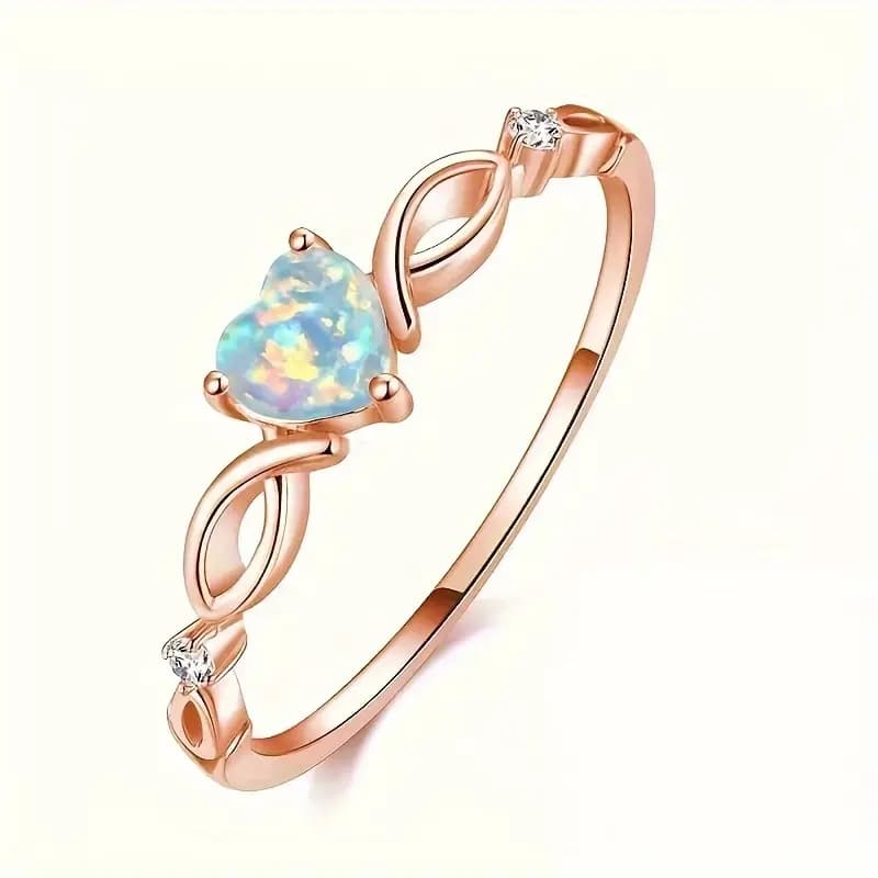 TEMU A Sophisticated Engagement Ring Featuring A Heart-shaped Opal, From 14k Golden Plating And With Synthetic Zirconia, Perfect For Weddings, Parties, And As A Versatile Valentine's Day Present