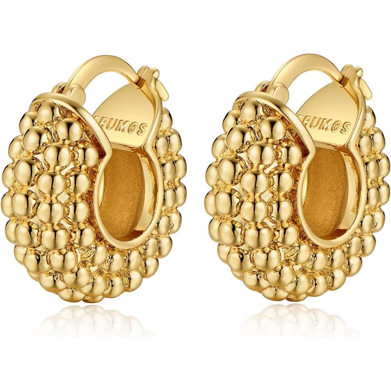 TEMU Golden Chunky Hoop Earrings For Women Fashion Thick Set Jewelry For Birthday Christmas Gifts