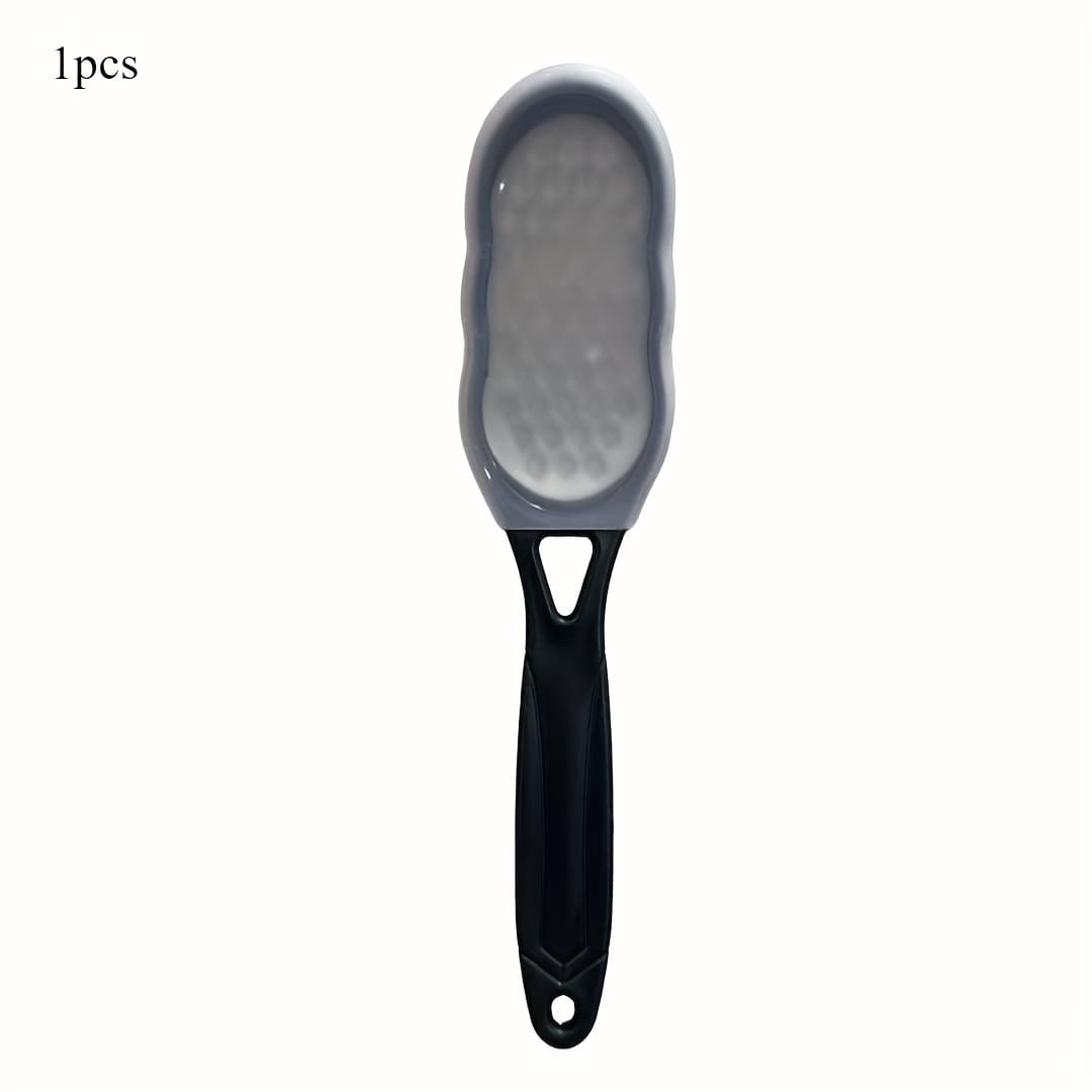 TEMU 1 Professional Stainless Steel Foot File, With Design, Ergonomic Handle And Coarse / Fine Double-sided Dead Skin Removal Surface - Made Of Durable Plastic