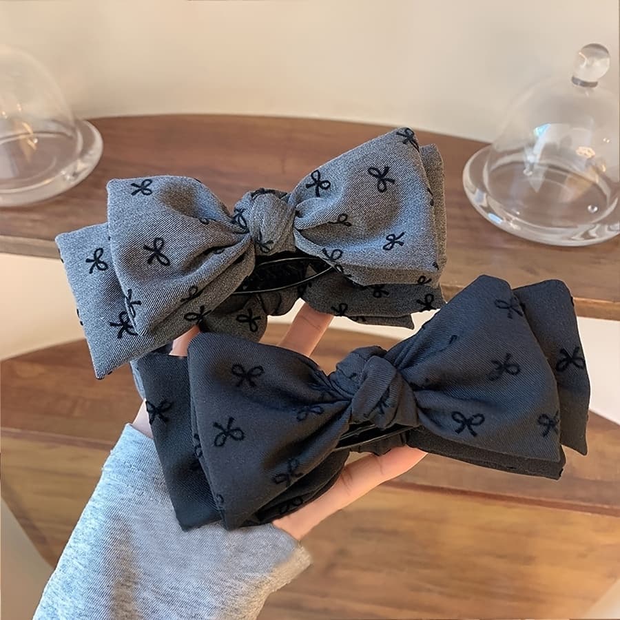 TEMU 2-pack Elegant Bow Hair Clip- Hair Bun And Ponytail Holder For Ladies And