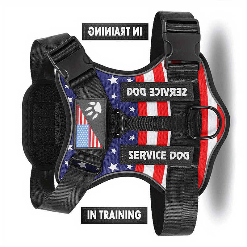 TEMU Zcaynger 6pcs Service Dog Harness Set, Reflective Dog Vest Harness With 5pcs Patches, Adjustable Soft Oxford Pet Harness, Inner Layer Mesh, Easy To Control For Dogs A For Your Dog.