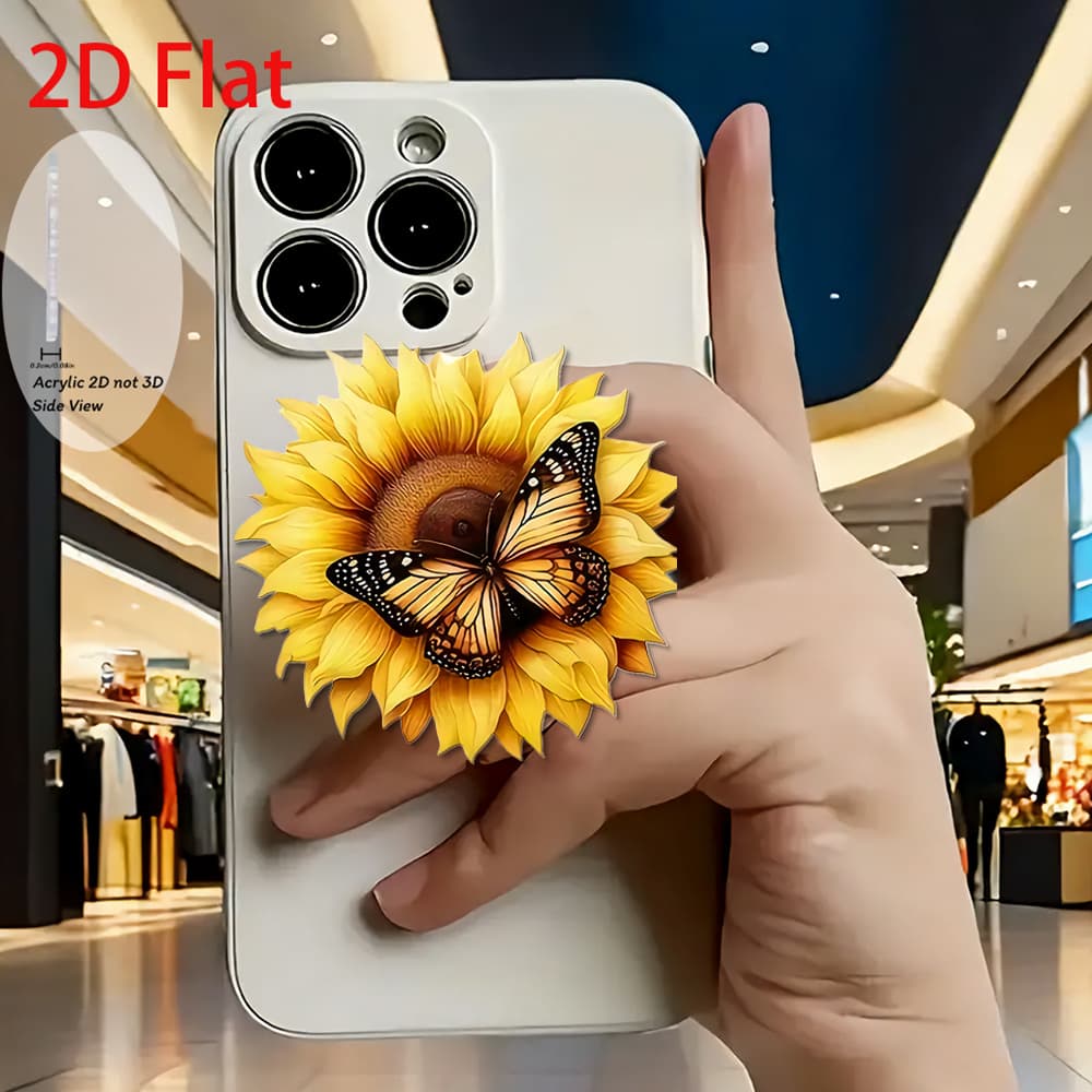 TEMU A Stylish 2d Flat Acrylic Mobile Phone Holder Featuring An Adorable On A Sunflower, Designed To Pop Up