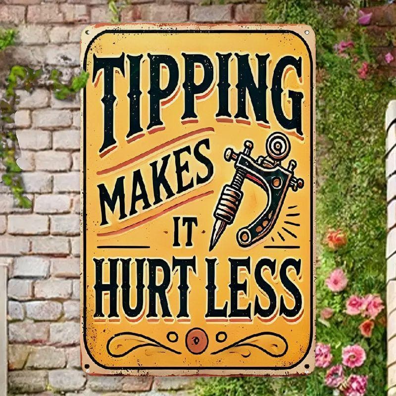 TEMU 1pc Tattoo Humor Sign, 8x12in/20cm*30cm, Yellow Decorative Sign For Barbershop Wall Art Retro Decor