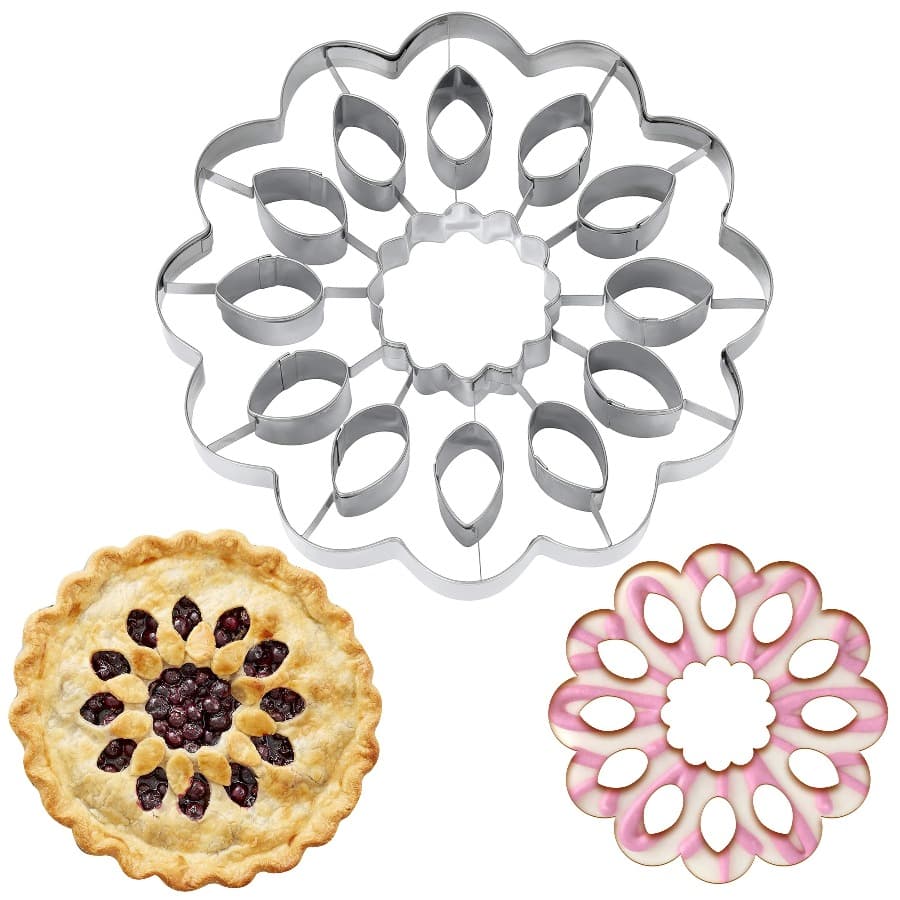 TEMU Stainless Steel 7.2-inch Pie Cutter With Floral Pattern - Large Cookie Mold For Holiday Baking, Fondant, And Clay Projects | Sturdy Festive Kitchen Utensil