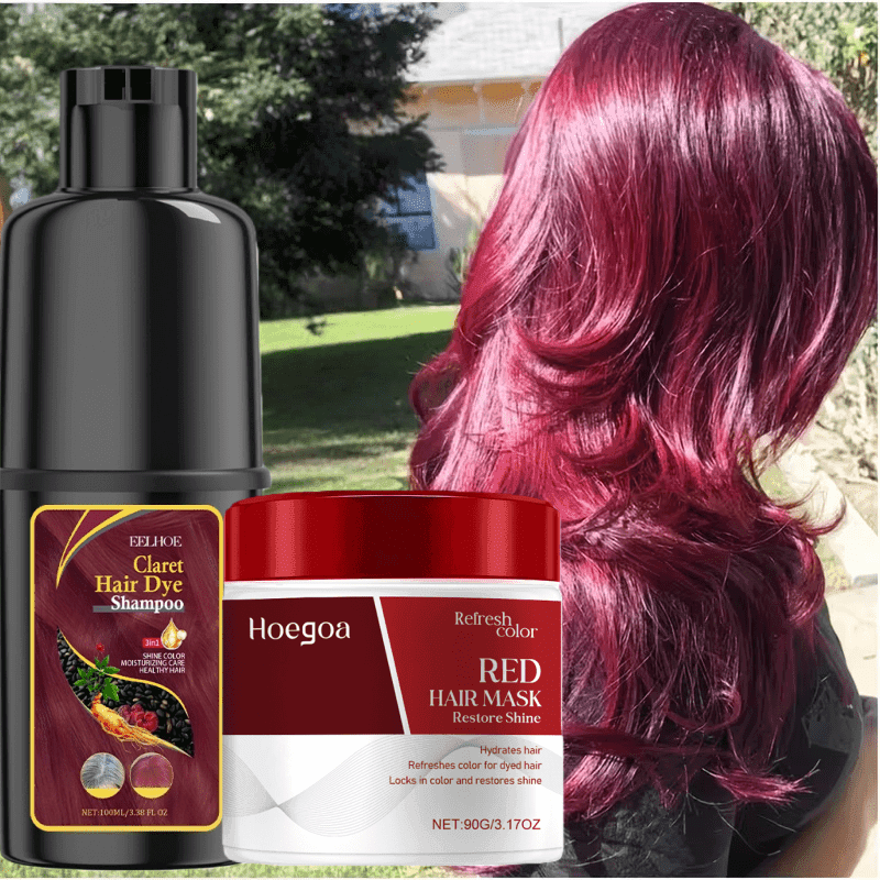 TEMU Hair Dye Set: Red Hair Dye+red Fixing Hair Mask, Gentle And , Suitable For Red Hair, Clean And Smooth, Hair, , , Quick Hair Dye, Hair Dye Shampoo, New Year' Offer.