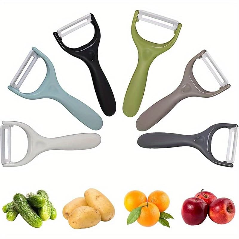 TEMU 6pcs Vegetable Peeler Set With Sharp , Ceramic Peeler, Potato Peeler, Vegetable Peeler, Fruit Peeler, Carrot Y-shaped Peeler, Ultra-fast Peeling, , Suitable For Kitchen, Random Color