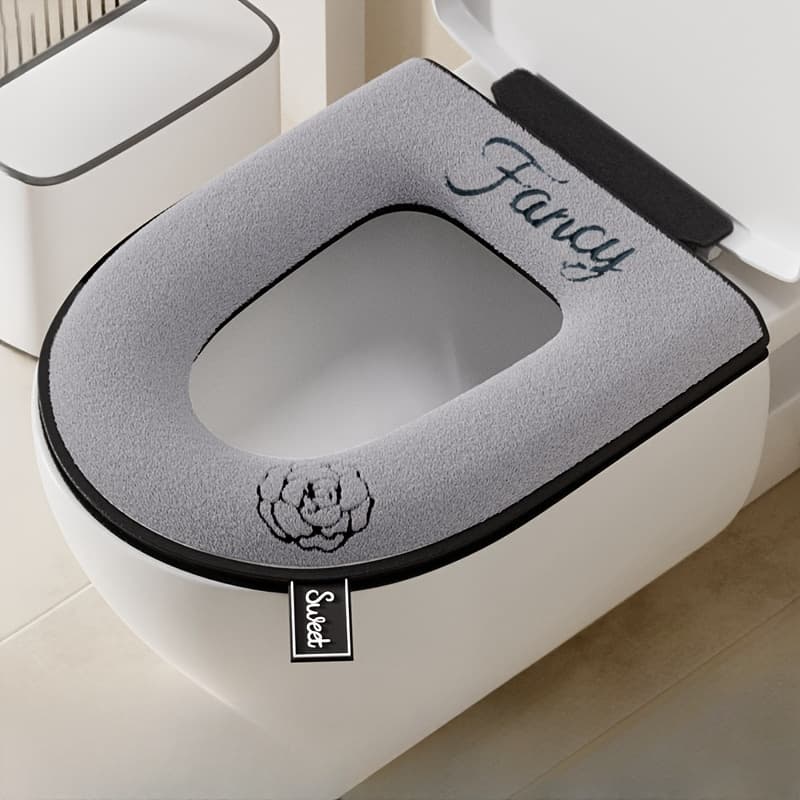 TEMU Comfortable Toilet Cushion-thickened Warm , Lightweight Removable Design, Soft Material, Necessary For Home Dormitory, For Holiday Gifts, Christmas Products