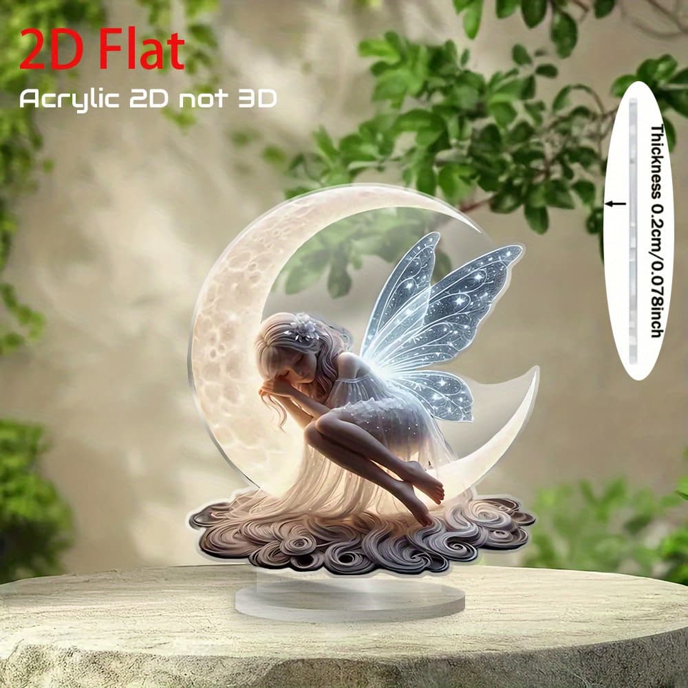 TEMU 2d Flat, 2d Flat Products Fantasy Fairy Crescent Desktop Decoration, Classic Desktop Decoration, Home, Office And Bookshelf, Perfect Gift And Decoration, 2d Flat