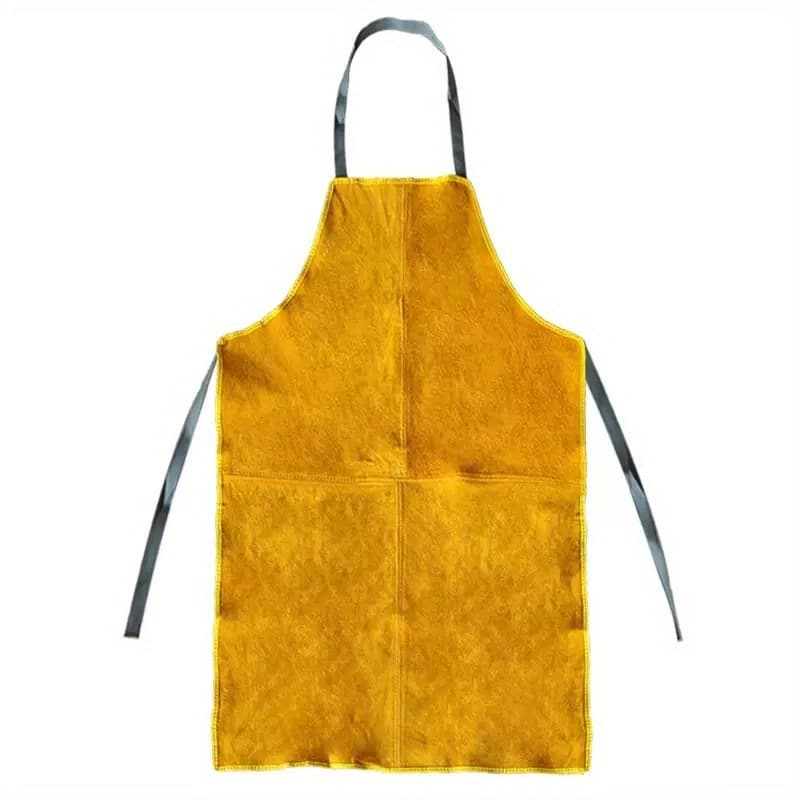 TEMU Long Cowhide Apron Wear-resistant Heat Insulation Anti-flame Anti-scald High Temperature Welder's Protective Apron