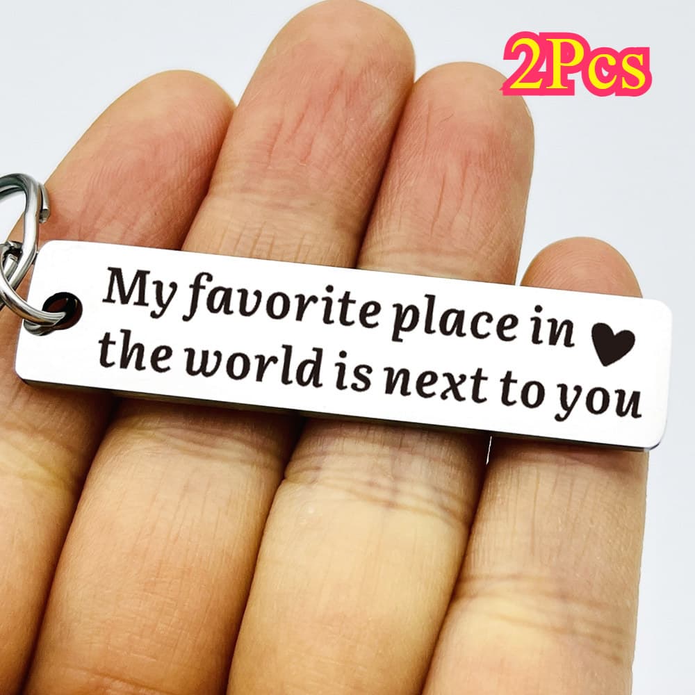 TEMU Set Of 2 Stainless Steel Keychains - Ideal Gift For Anniversaries Or Valentine's Day For Him Or Her | Sleek And Stylish Design