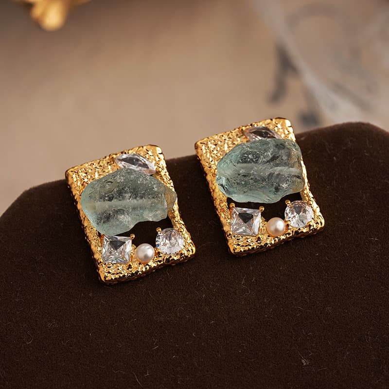 TEMU 1 Pair French Retro Premium Square Stud Earrings