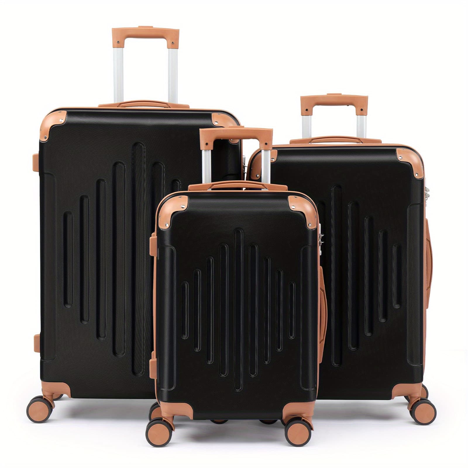 TEMU Luggage Sets 3pcs With Spinner Wheel, Hardside Suitcase Set With , Lightweight Travel Luggage For Men And Women, Black