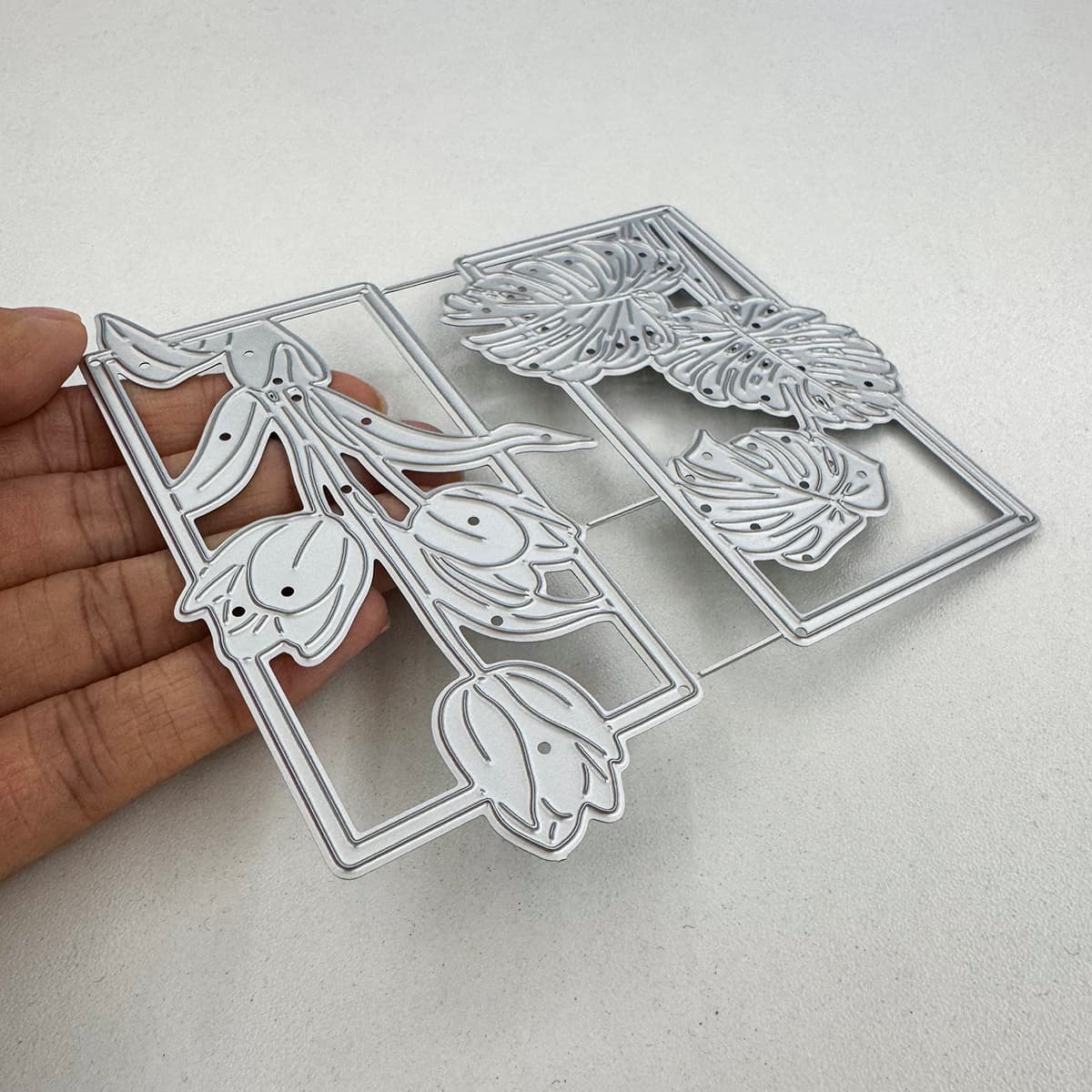 TEMU Stunning Floral And Foliage Designs Featuring Tulips And Monstera In Square Frame Molds For Paper Cutting, Embossing, And Crafting Decorations For Card Making And Scrapbooking Albums