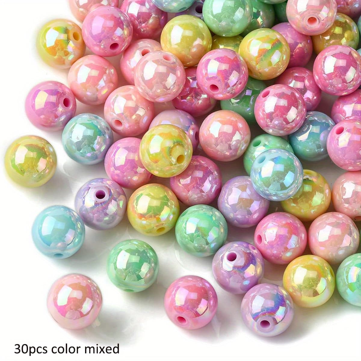 TEMU 30pcs Mixed Colors Acrylic Round Beads Loose Spacer Beads For Diy Crafts Jewelry Necklace Bracelet Making 14mm