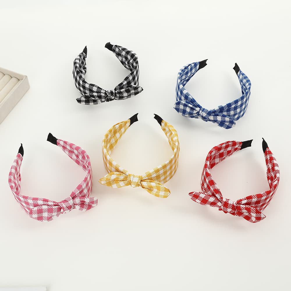 TEMU 5pcs Bow Headbands For Women, Knot Headband Set, Vintage Check Hairbands Fashion Hair Additions Movie-inspired