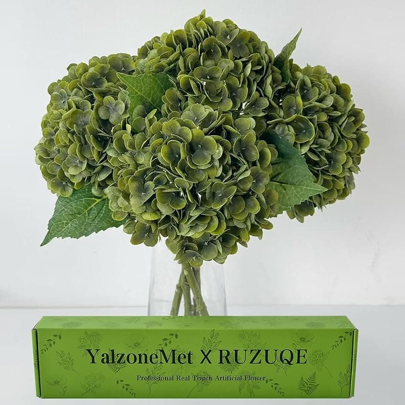 TEMU Artificial Dark Green Hydrangea Decoration With Realistic Texture - Celebrations, Patios, Bridal Bouquets, Garden Decor, And Valentine's Day, As Well As Tabletop Decorations And Photography Props
