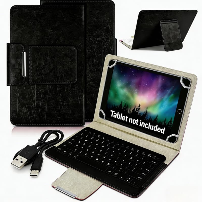 TEMU Universal 10.1 Inch Tablet Case With Keyboard, Removable Wireless Wireless Keyboard + Pu Leather Cover + Stand, Travel Portable Sleeve For Ios//windows System Tablet