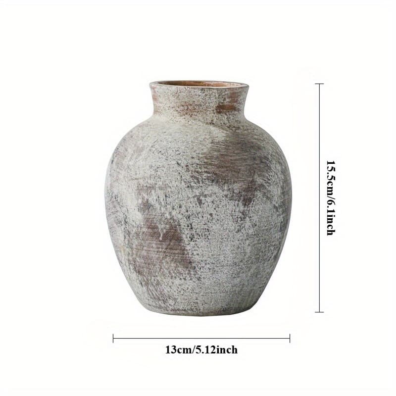 TEMU 1pc Country Style Ceramic Vase, Bohemian Flower Pot Decorative Bottle, Vintage Room Floral Arrangement, Farmhouse - Style Flower Vase