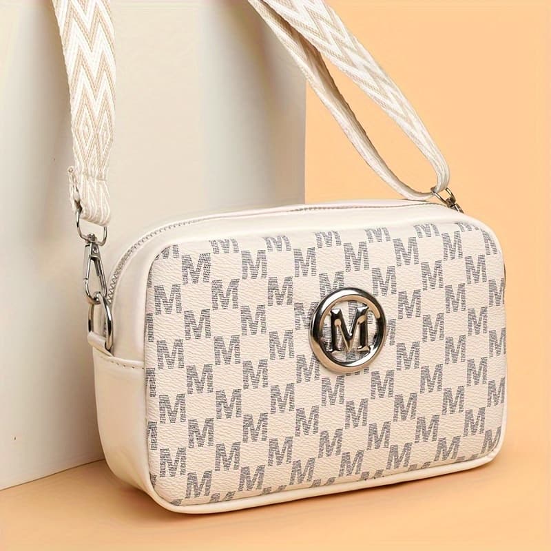 TEMU New Stylish And Elegant Women's Shoulder Bag, Featuring An 'm' Badge, Adjustable Strap Length, Zipper Closure, Used As A Phone Bag Or Coin Purse, Suitable For And Shopping.