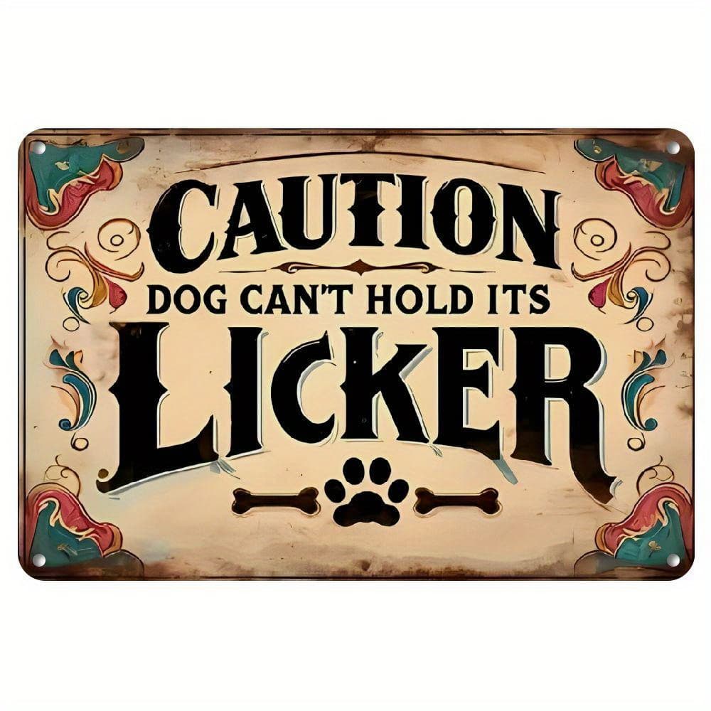 TEMU 1pc Vintage Aluminum Sign "caution ' Its Licker" - 8x12 Inch Wall Hanging Decorative Plaque, Pre-drilled, Waterproof, Multipurpose For Home, Bar, Cafe, Shop, Garden, Christmas Gift
