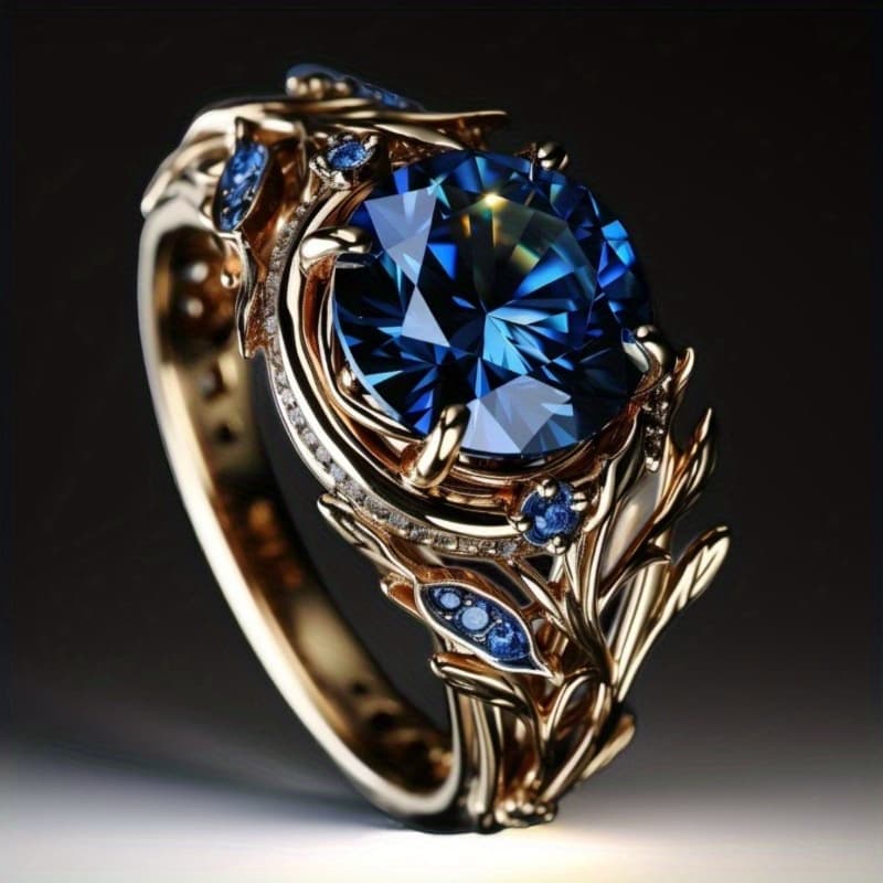 TEMU 925 Set Synthetic Sapphire Ring - Vintage Style Jewelry, Elegant In All , Suitable For And Party/ Birthday/ Anniversary/ Day/ Father's Day/ Christmas Gifts
